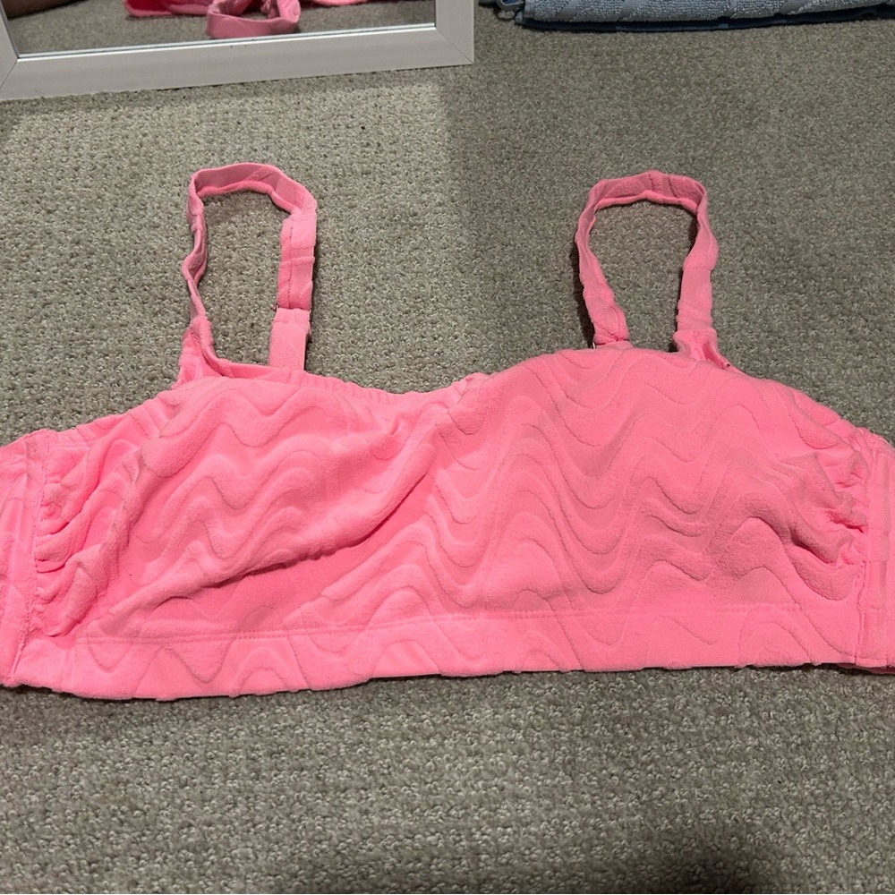 Wild Fable Bright Pink Terry Towel Swim Top